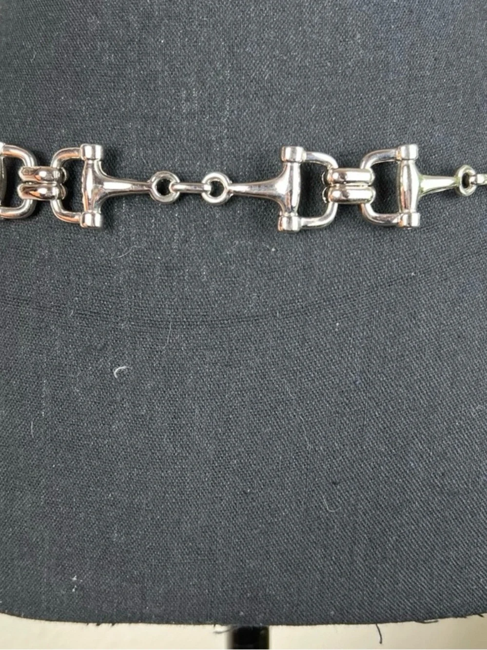 ESCADA Women’s Silver Tone Adjustable Equestrian Chain Link Horse Bit Belt
